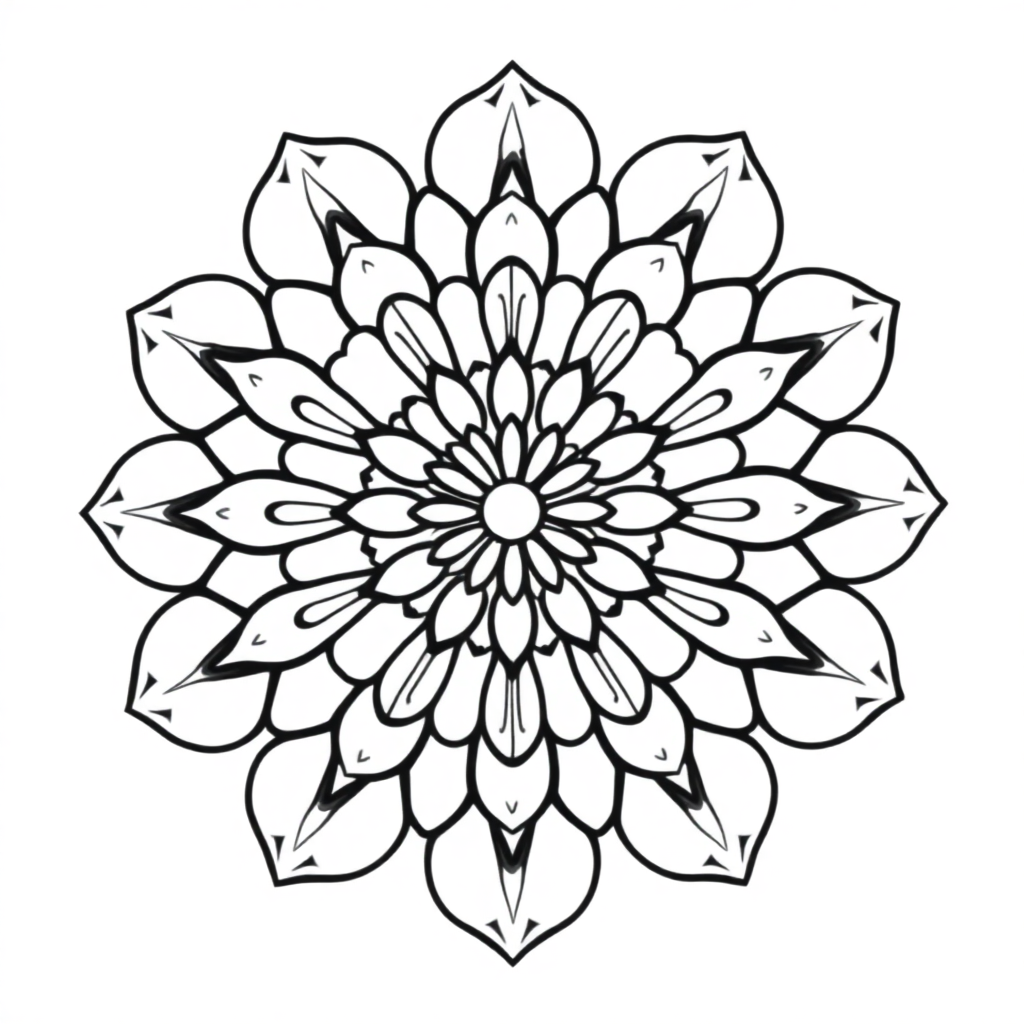Printable Simple Circular Mandala With Petals Coloring Page