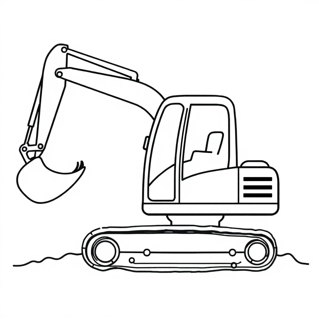 Simple Excavator Digging Coloring Page