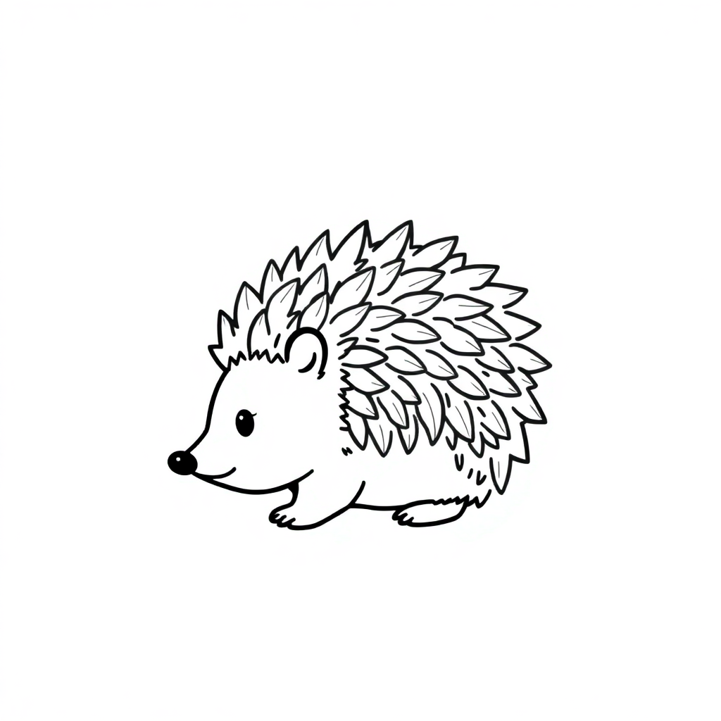 Printable Simple Hedgehog Curled Up Coloring Page