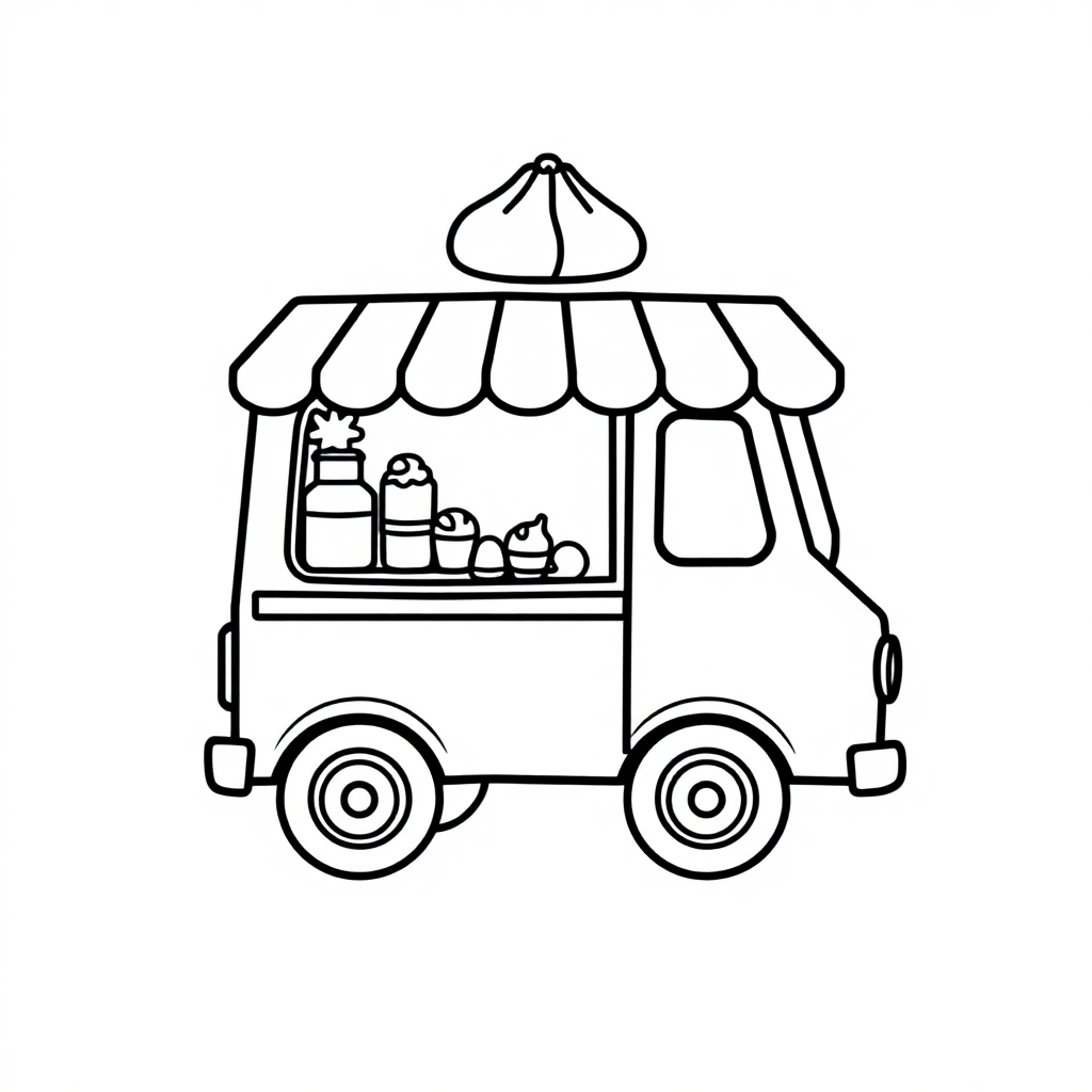 Simple Ice Cream Truck Coloring Page