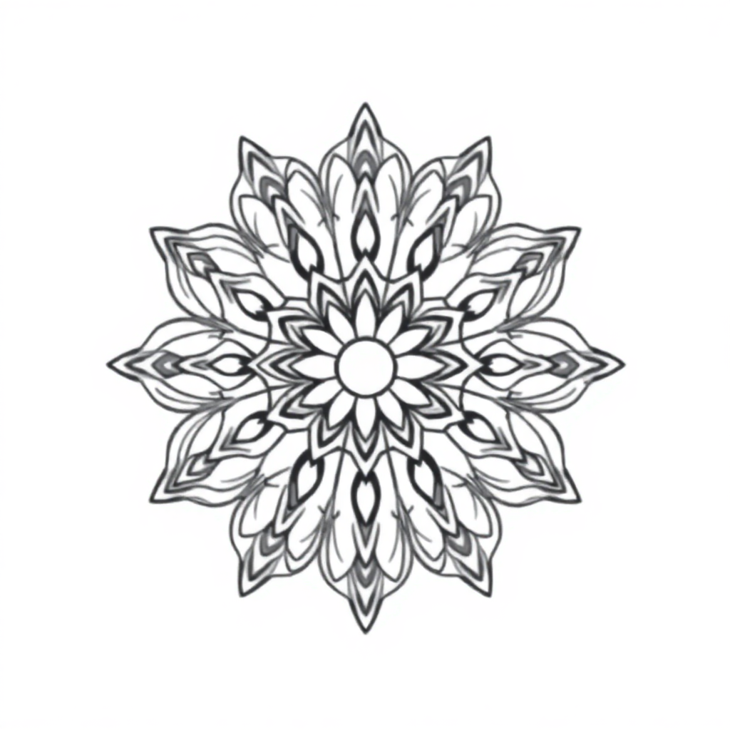 Printable Simple Indian Style Mandala Coloring Page