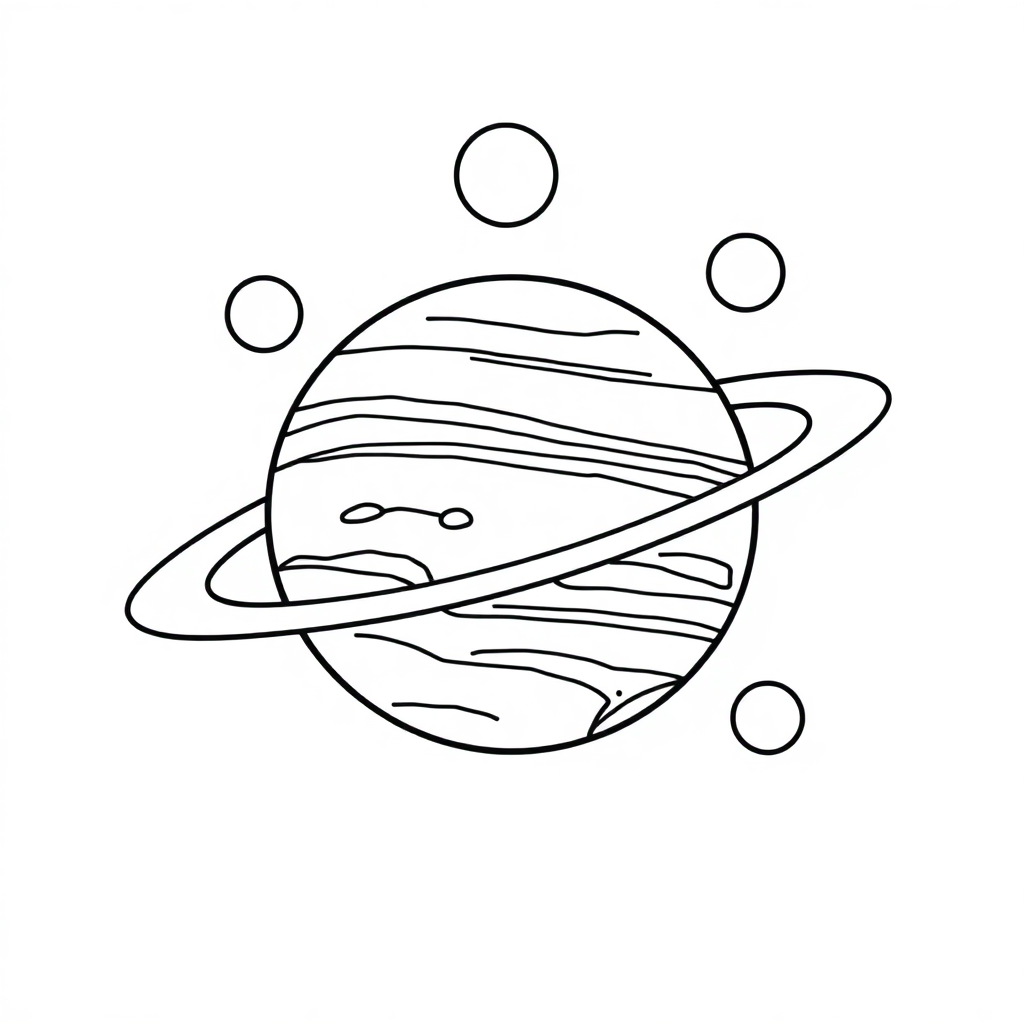 Simple Jupiter And Moons Coloring Page