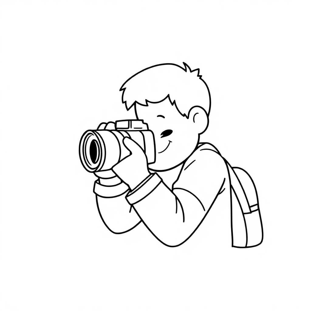 Printable Simple Photographer Coloring Page