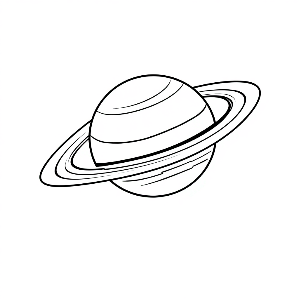 Simple Planet Saturn With Rings Coloring Page