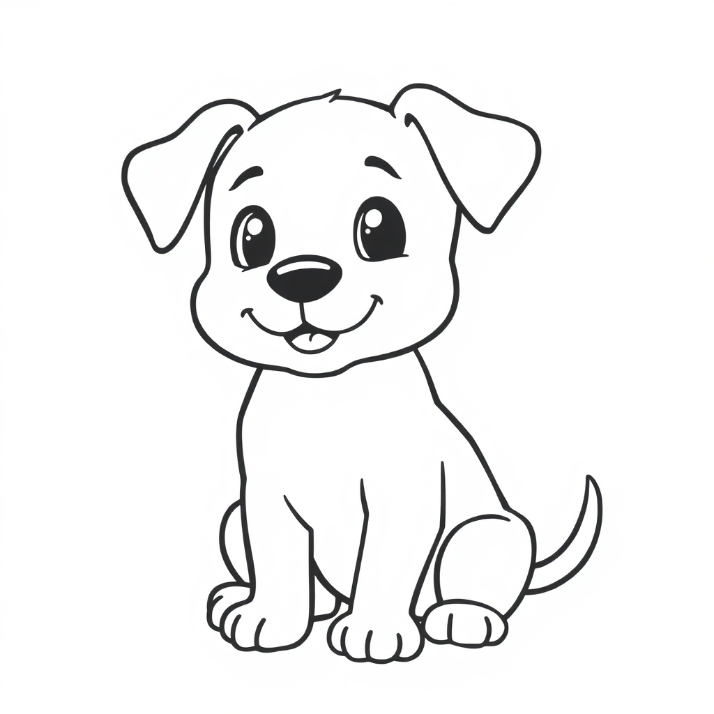 Printable Simple Playful Puppy Coloring Page