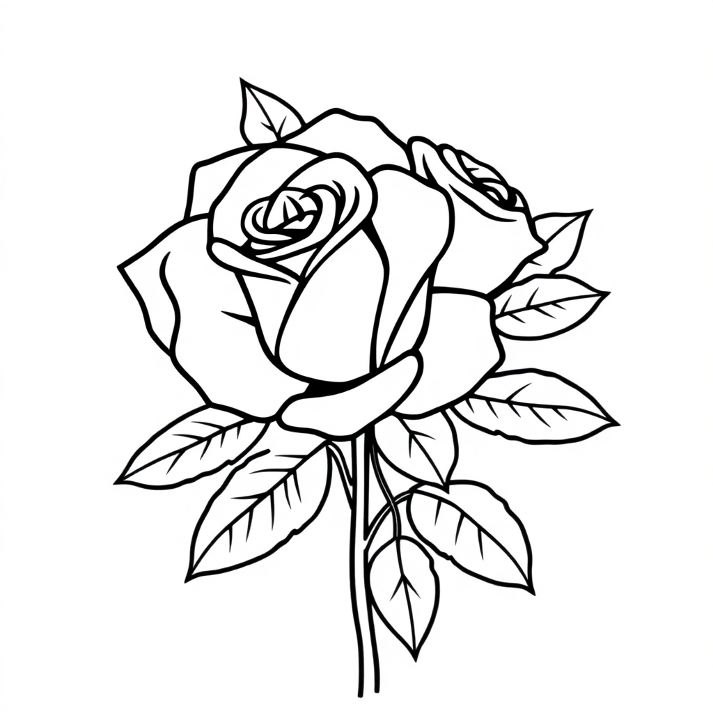 Simple Rose Bouquet Coloring Page
