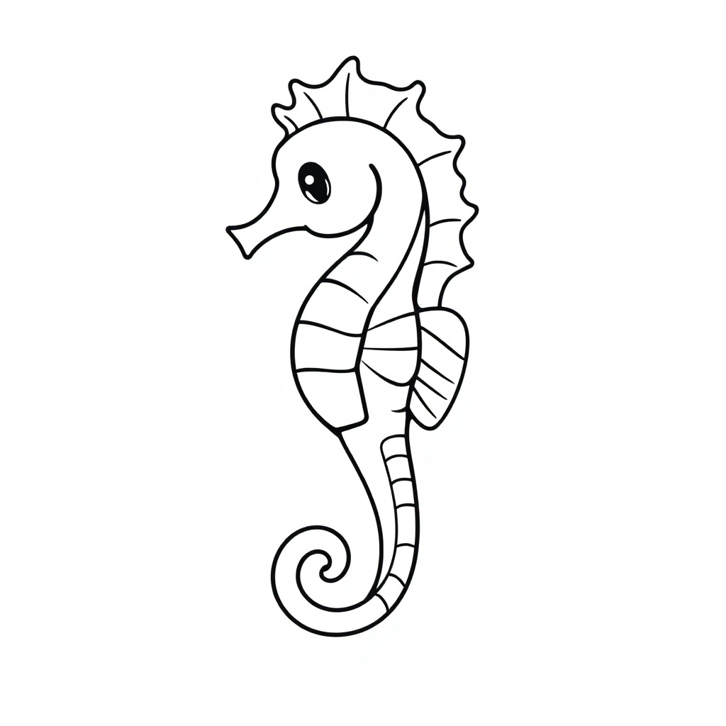 Printable Simple Seahorse Coloring Page