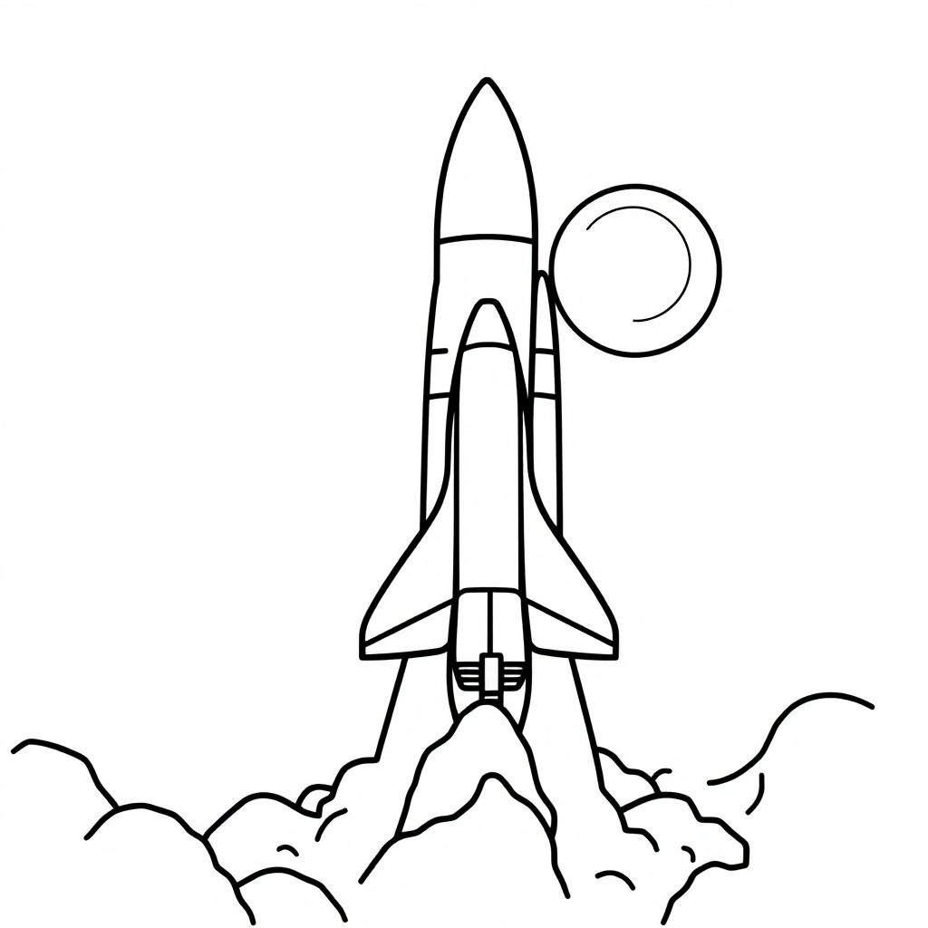 Simple Space Shuttle Launch Coloring Page