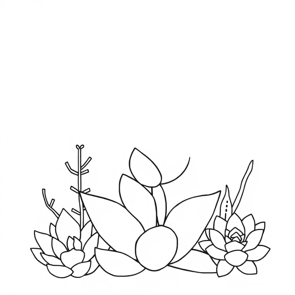 Simple Succulent Plants Coloring Page