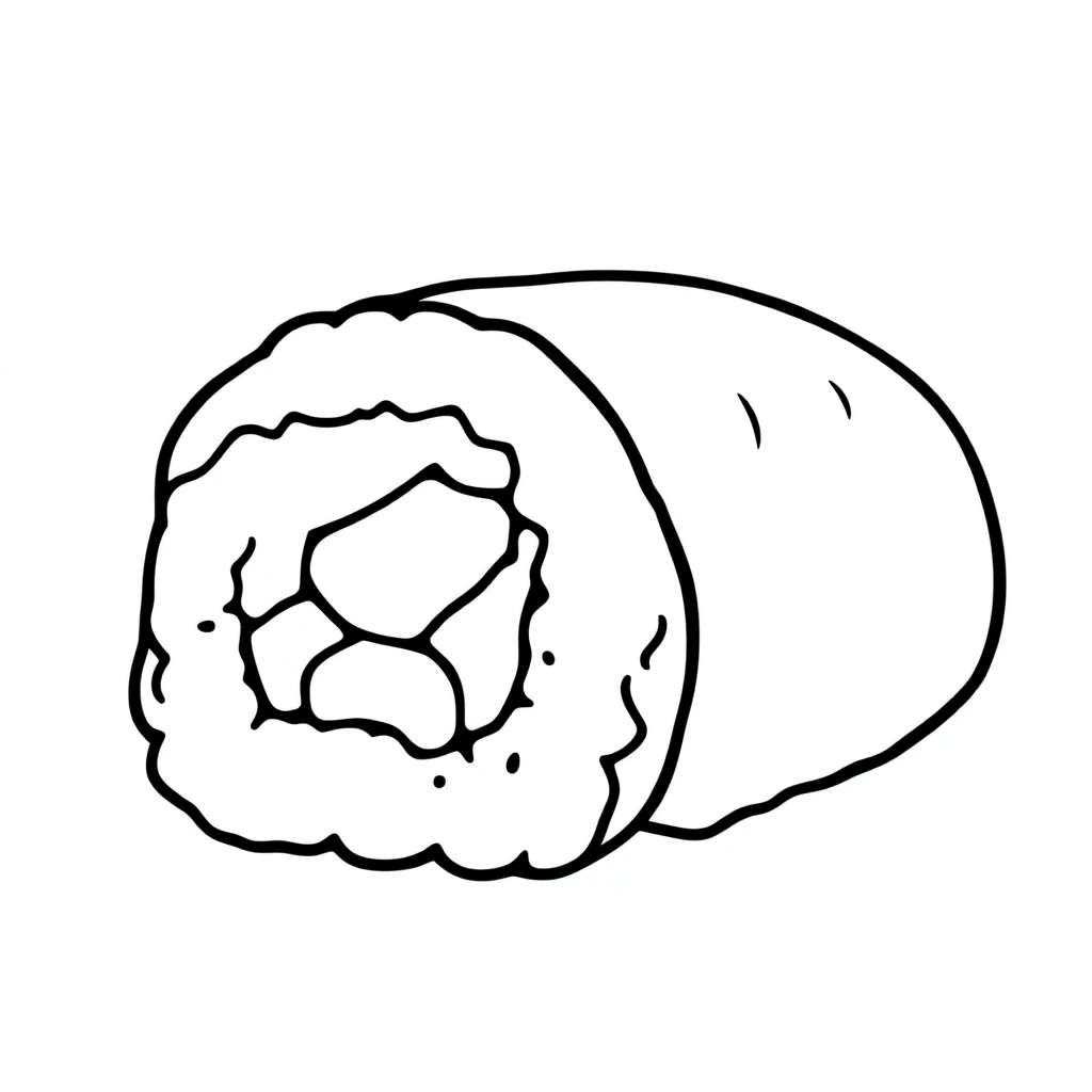 Simple Sushi Roll Coloring Page