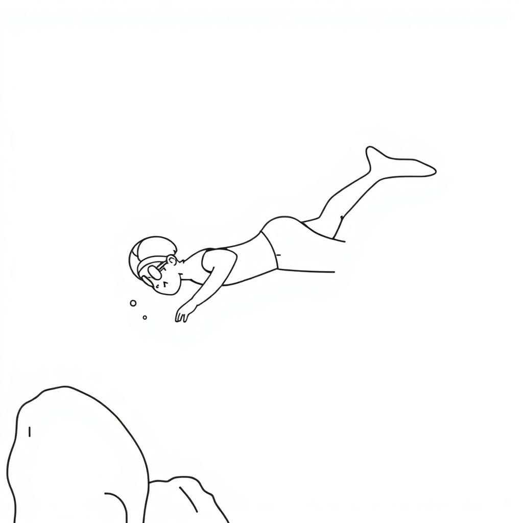 Simple Swimmer Diving Coloring Page