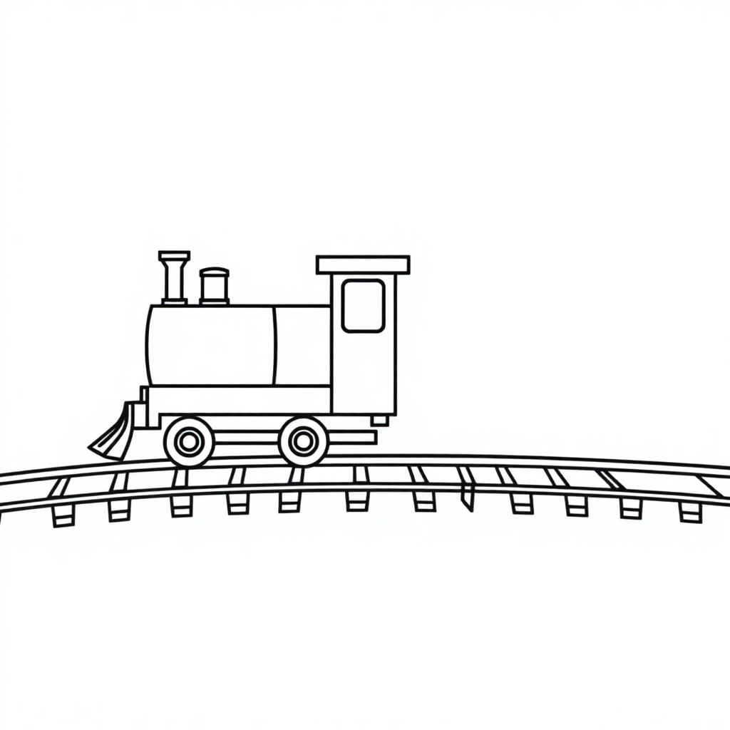 Simple Train On Tracks Coloring Page