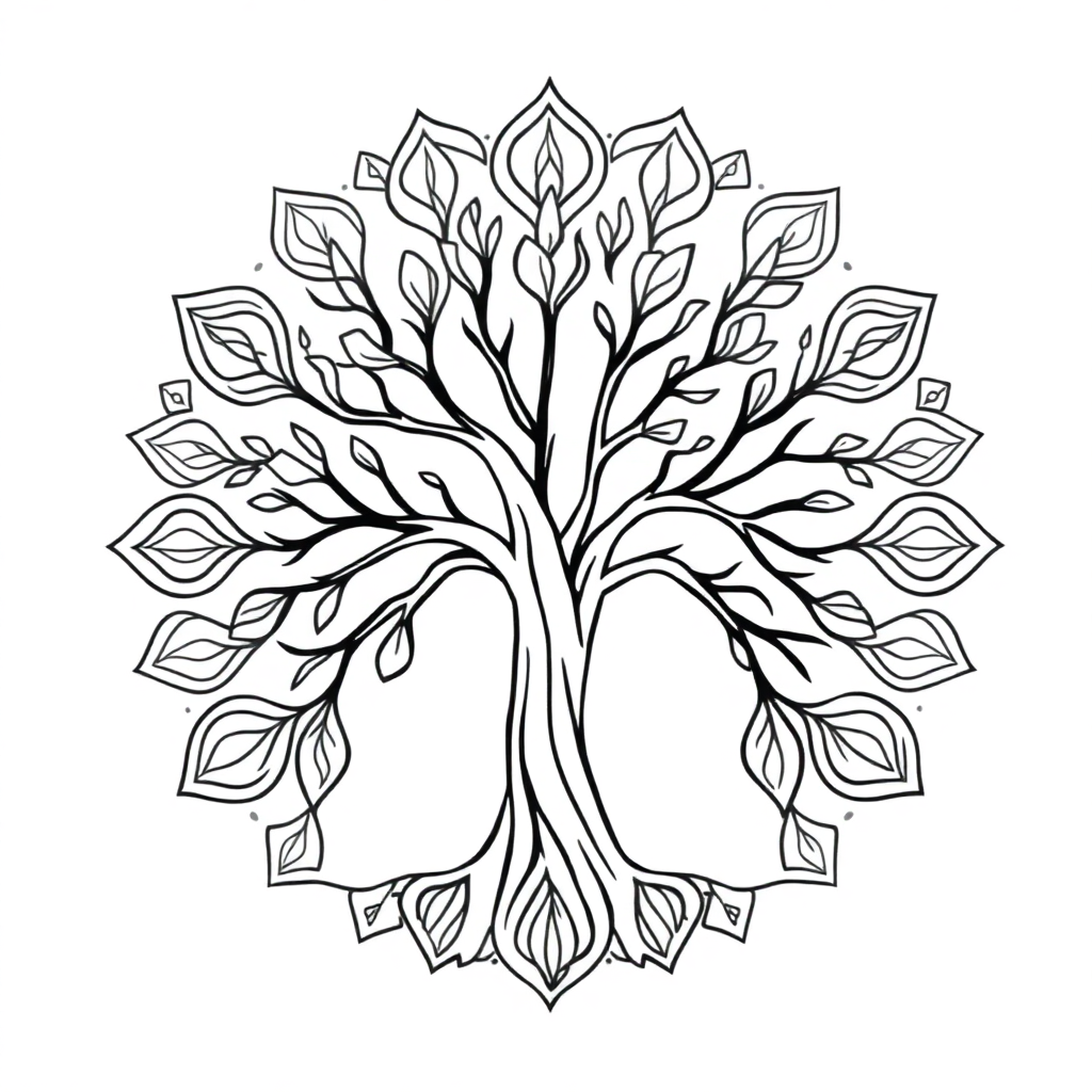 Printable Simple Tree Of Life Mandala Coloring Page
