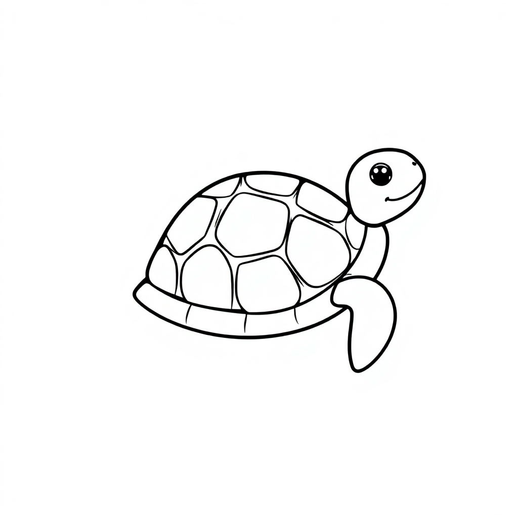 Printable Simple Turtle Swimming Coloring Page