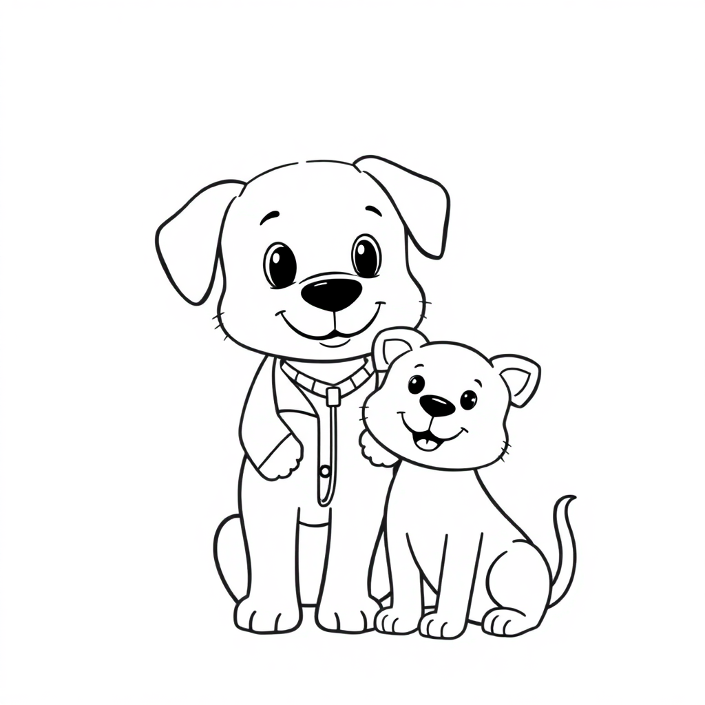 Simple Veterinarian With Pet Coloring Page
