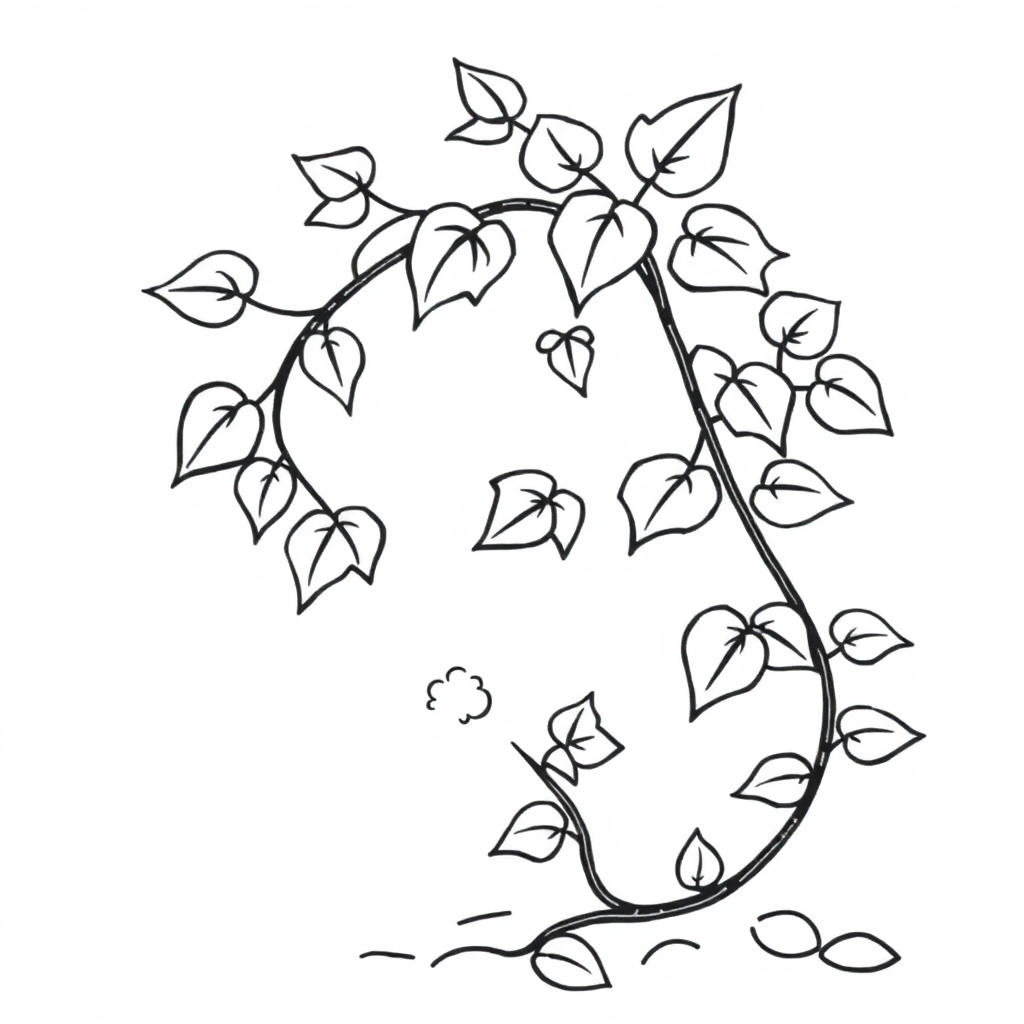 Simple Vine With Leaves Coloring Page