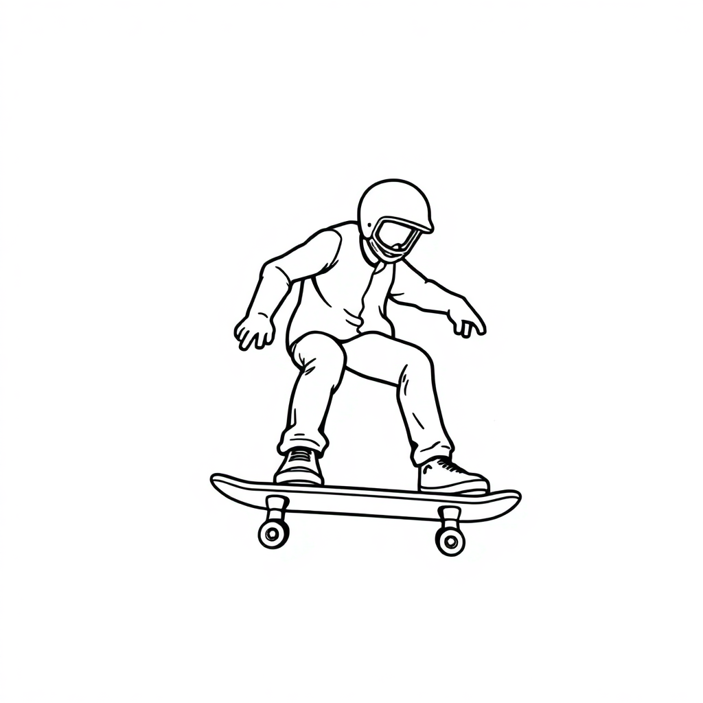 Skateboard At Night Coloring Page