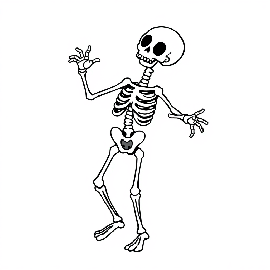 Skeleton Dancing Coloring Page