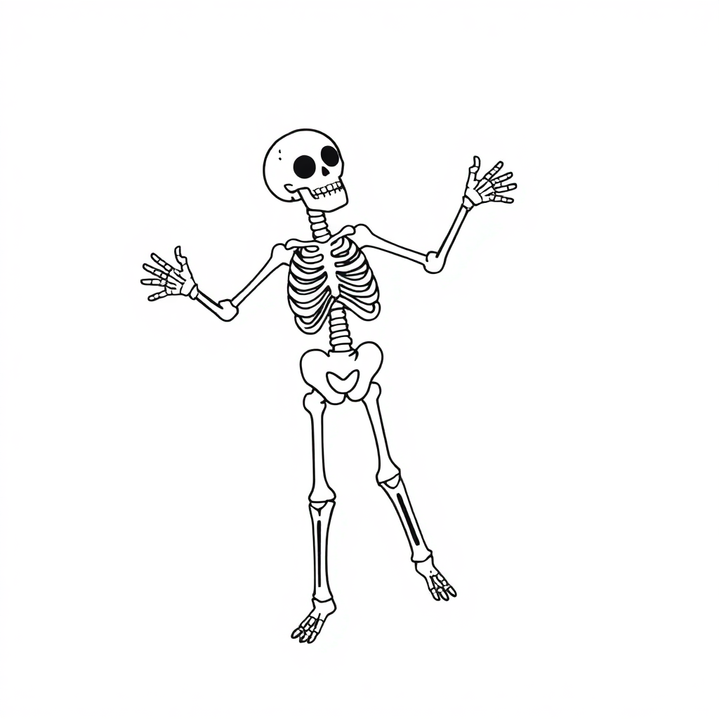 Skeleton Dancing In Space Coloring Page