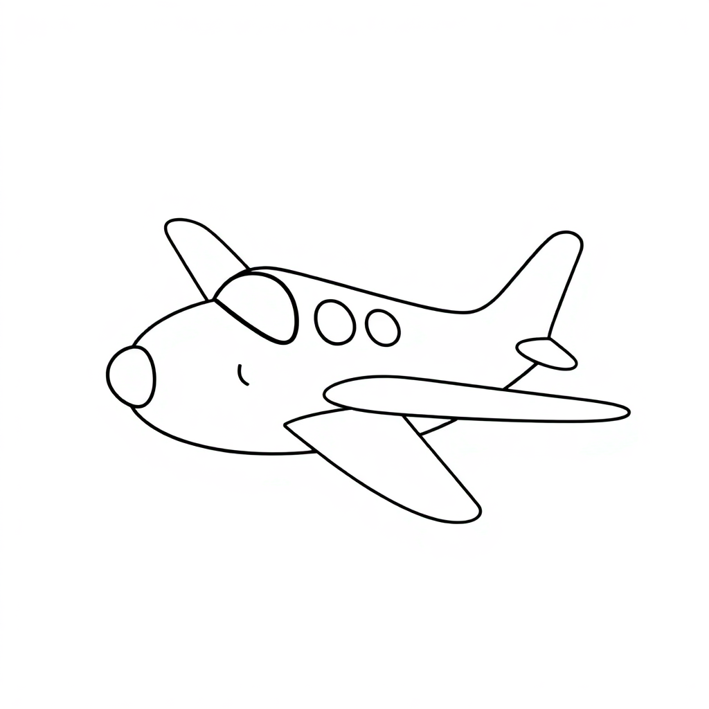 Sleepy Airplane Flying Coloring Page