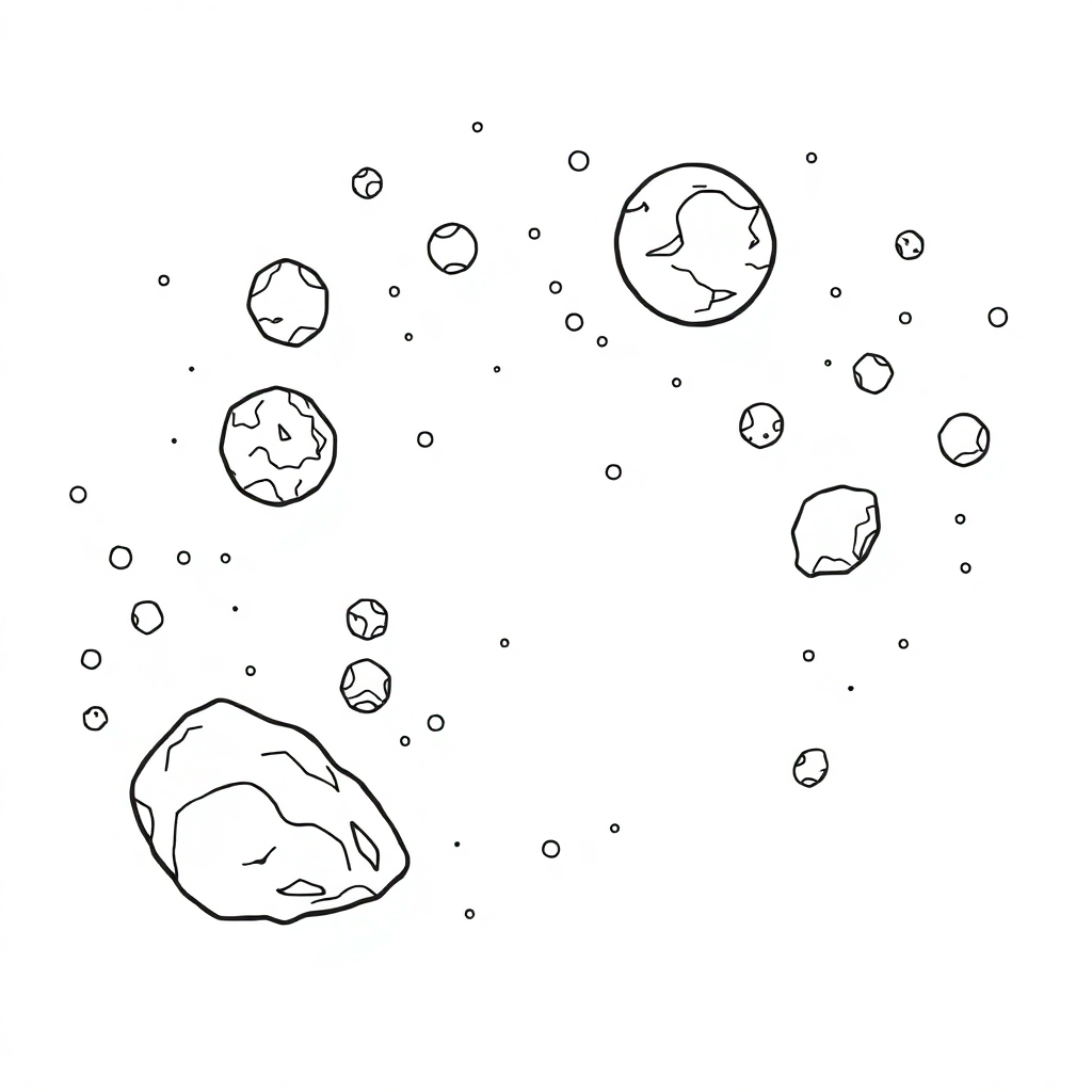 Sleepy Asteroid Belt Coloring Page