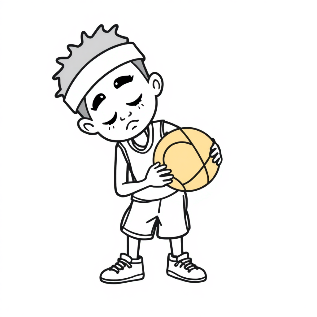 Sleepy Basketball Player Coloring Page