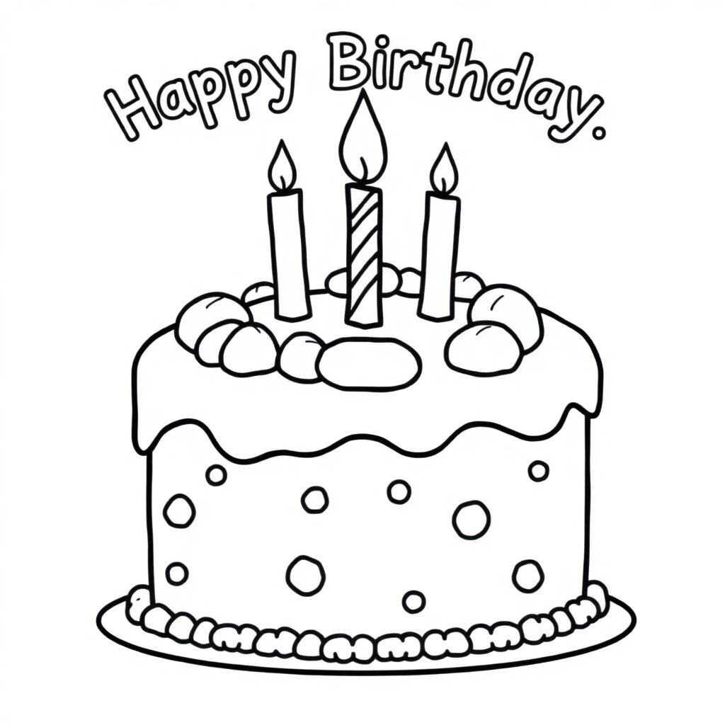 Sleepy Birthday Cake Coloring Page