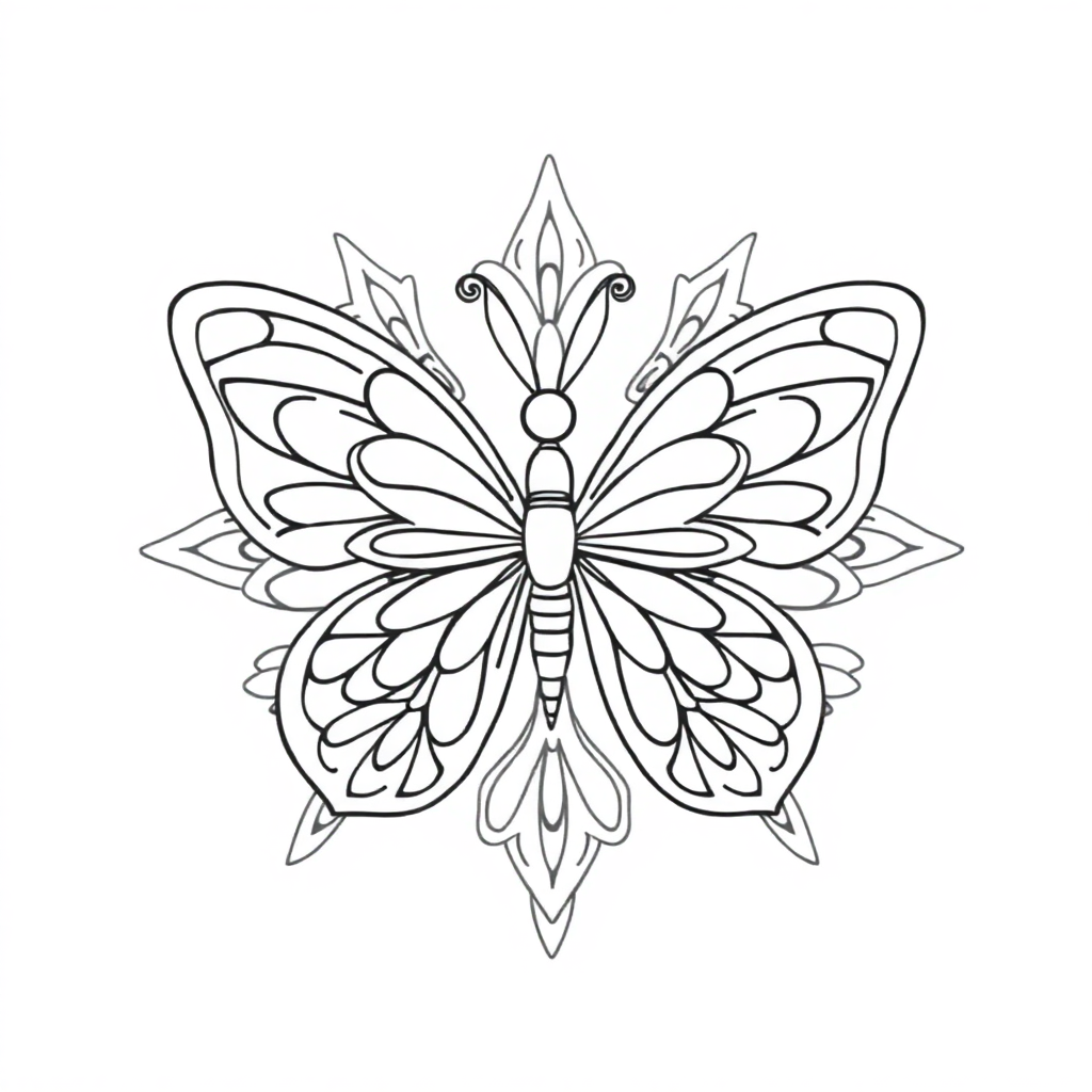 Sleepy Butterfly Mandala Coloring Page