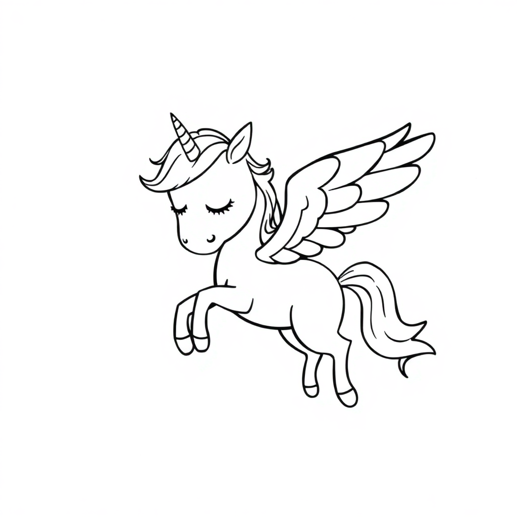 Sleepy Flying Pegasus Coloring Page