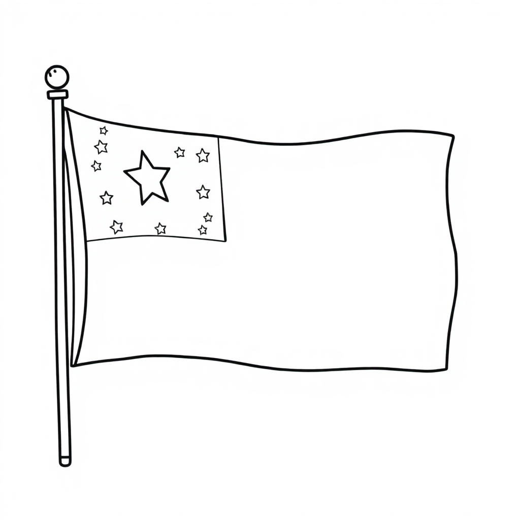 Sleepy Fourth Of July Flag Coloring Page