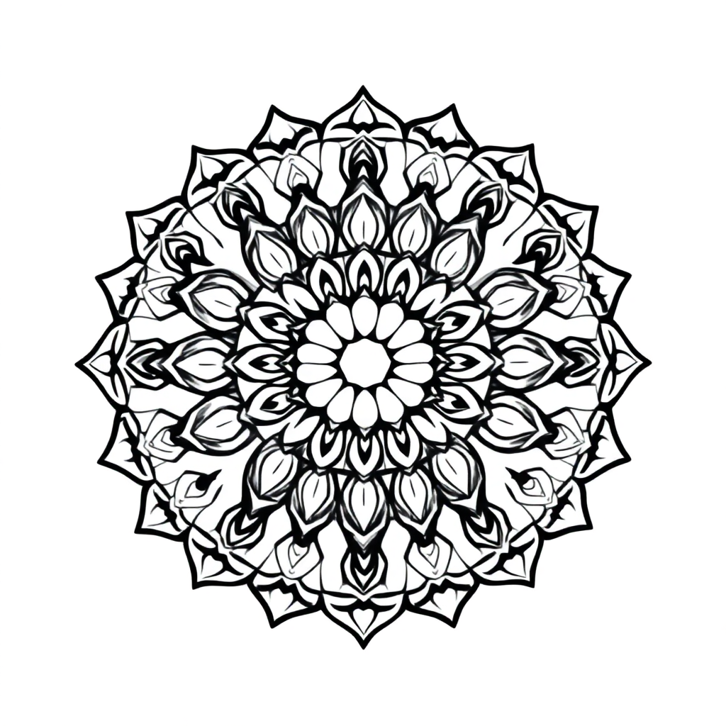 Sleepy Geometric Mandala Pattern Coloring Page