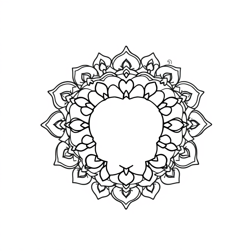 Sleepy Heart Shaped Mandala Coloring Page
