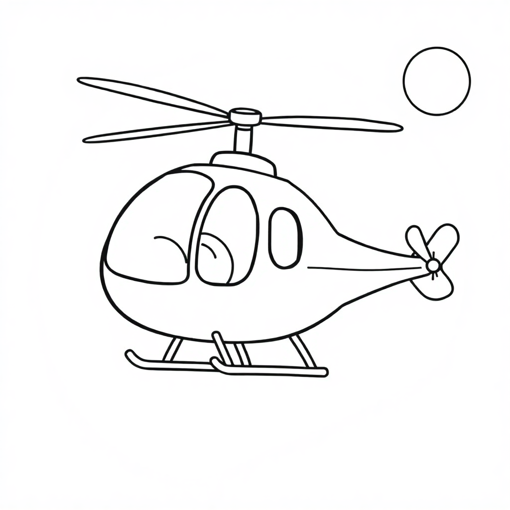 Sleepy Helicopter Flying Coloring Page