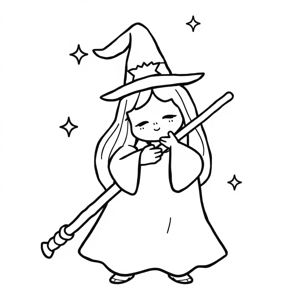 Sleepy Magic Wand Coloring Page