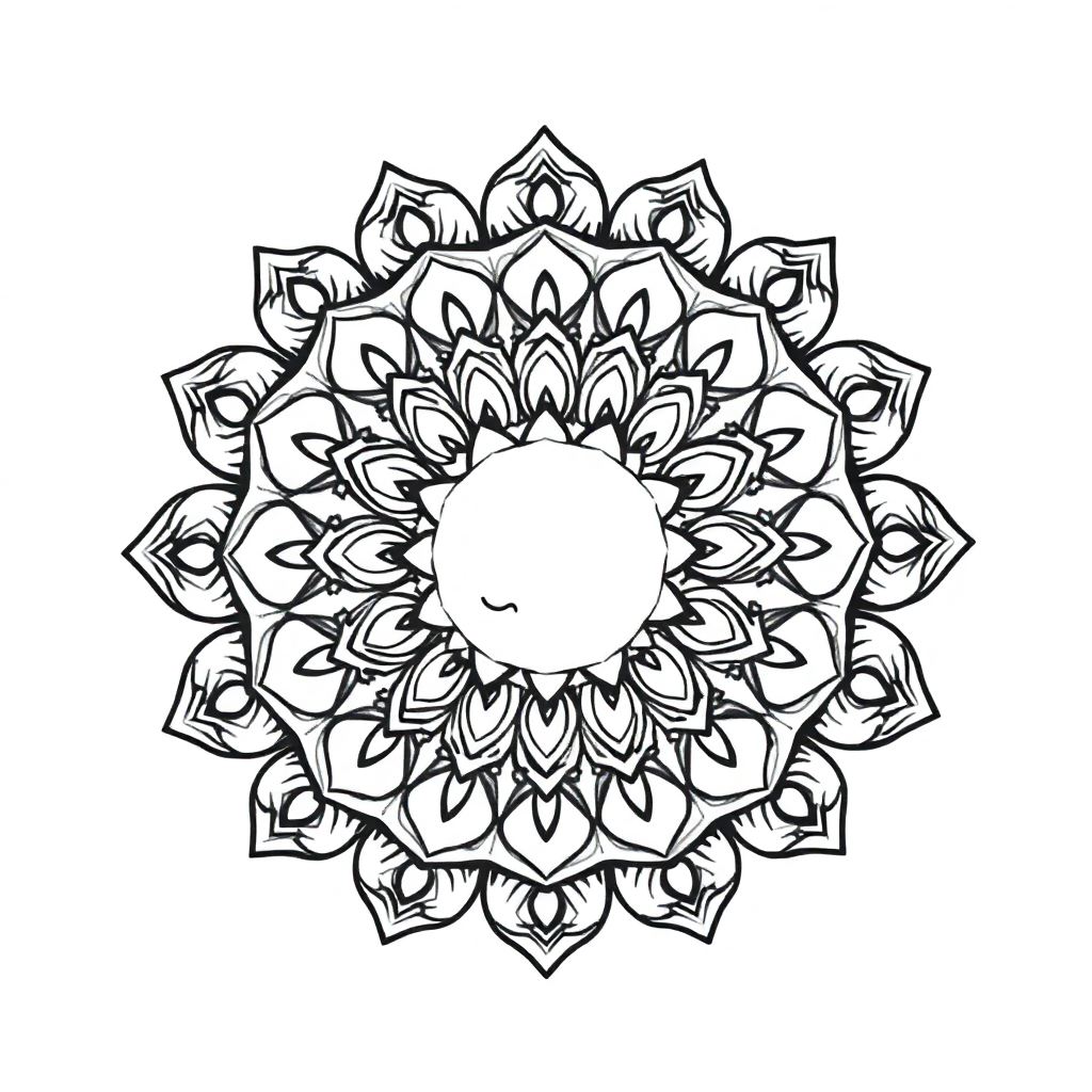 Sleepy Nature Inspired Mandala Coloring Page