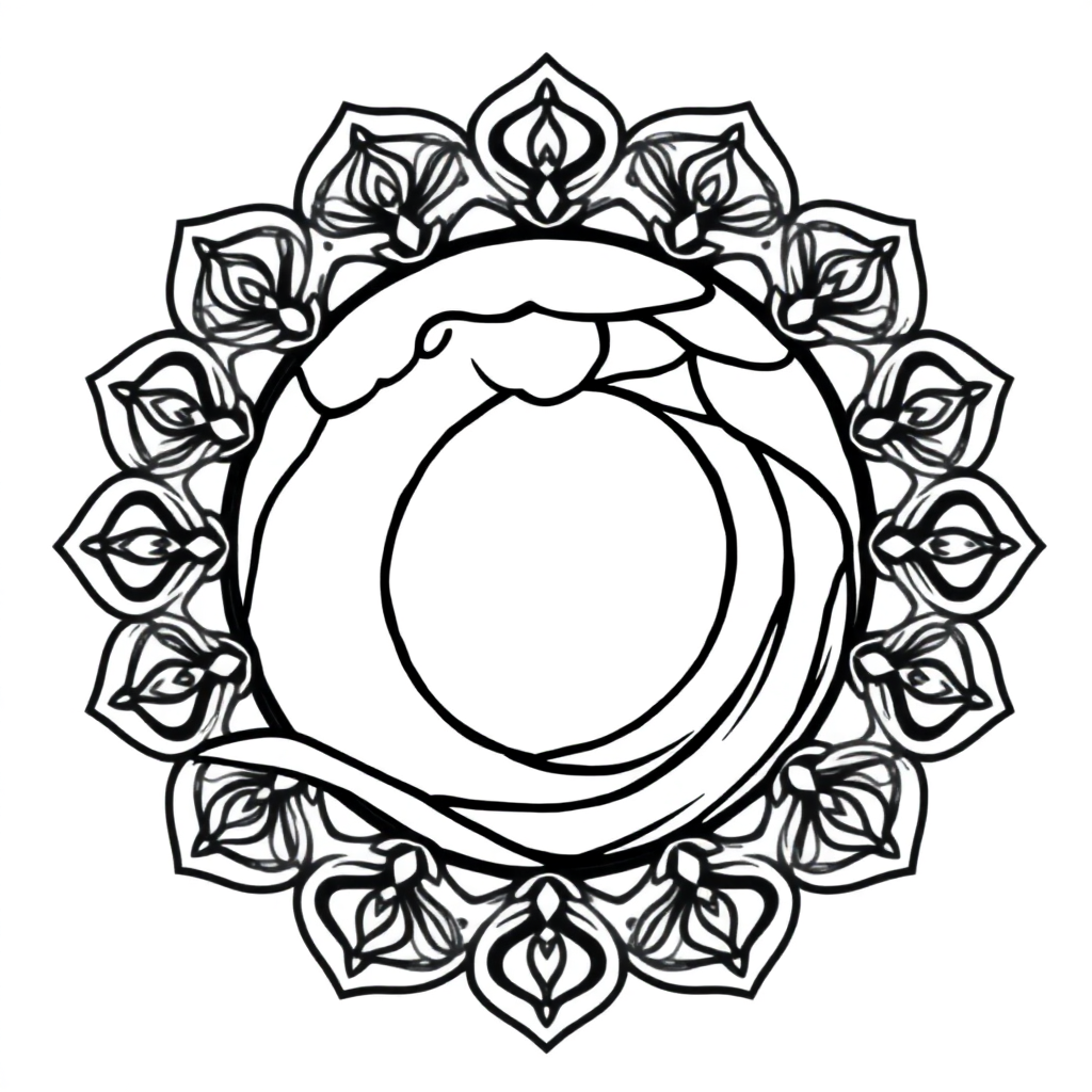 Sleepy Ocean Wave Mandala Coloring Page