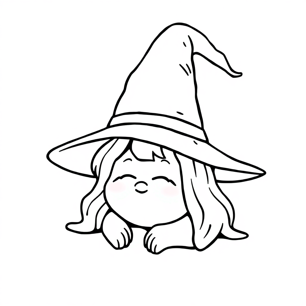 Sleepy Witch Hat Coloring Page