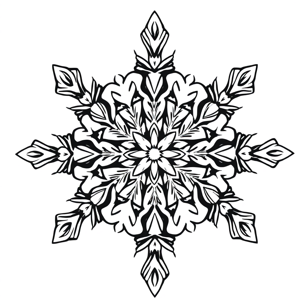 Snowflake Mandala In Winter Coloring Page