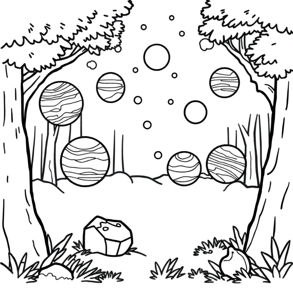 Solar System Planets In Forest Coloring Page