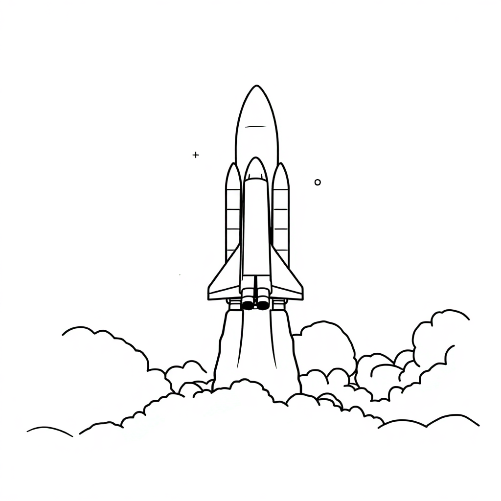 Space Shuttle Launch At Night Coloring Page