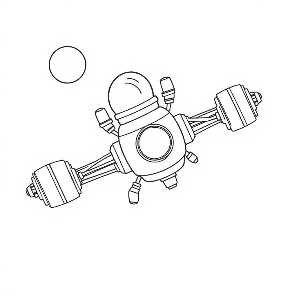 Space Station In Space Coloring Page
