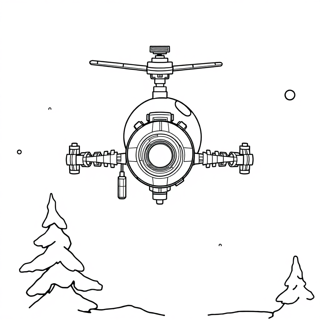 Space Station In Winter Coloring Page