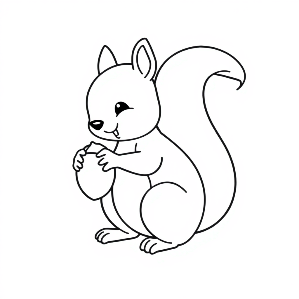 Squirrel With Acorn Coloring Page