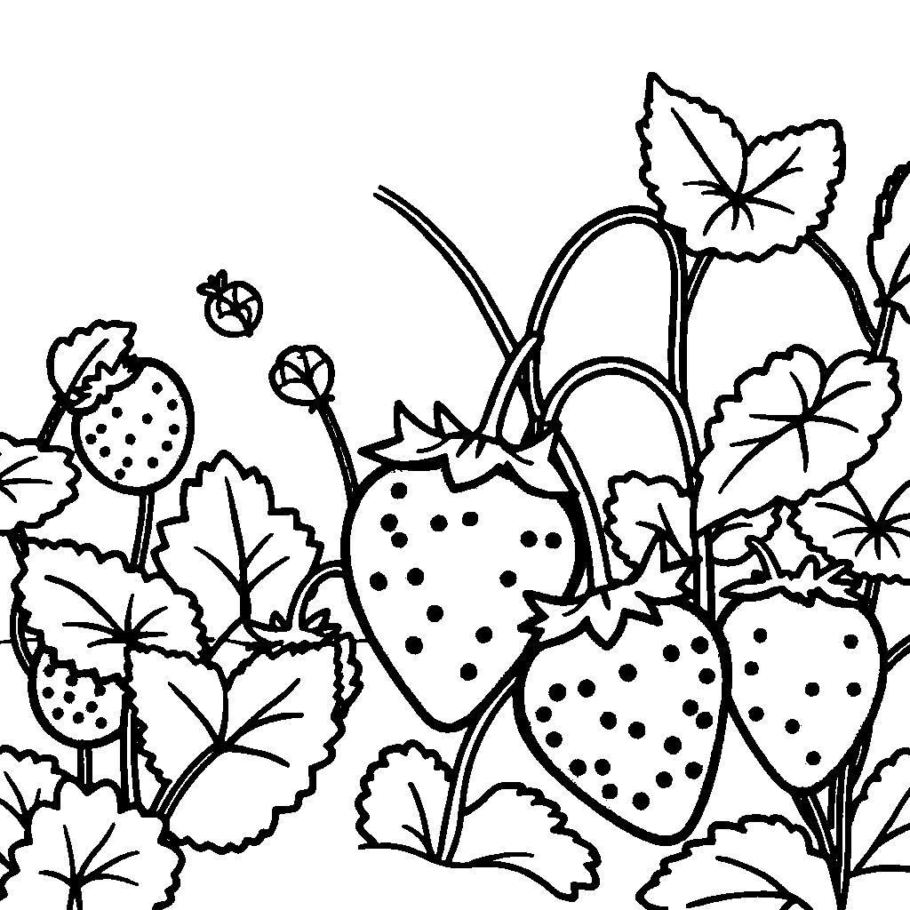 Strawberry In Garden Coloring Page