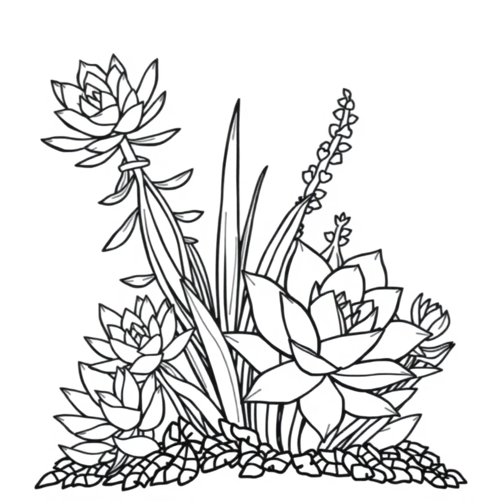 Succulent Plants Coloring Page