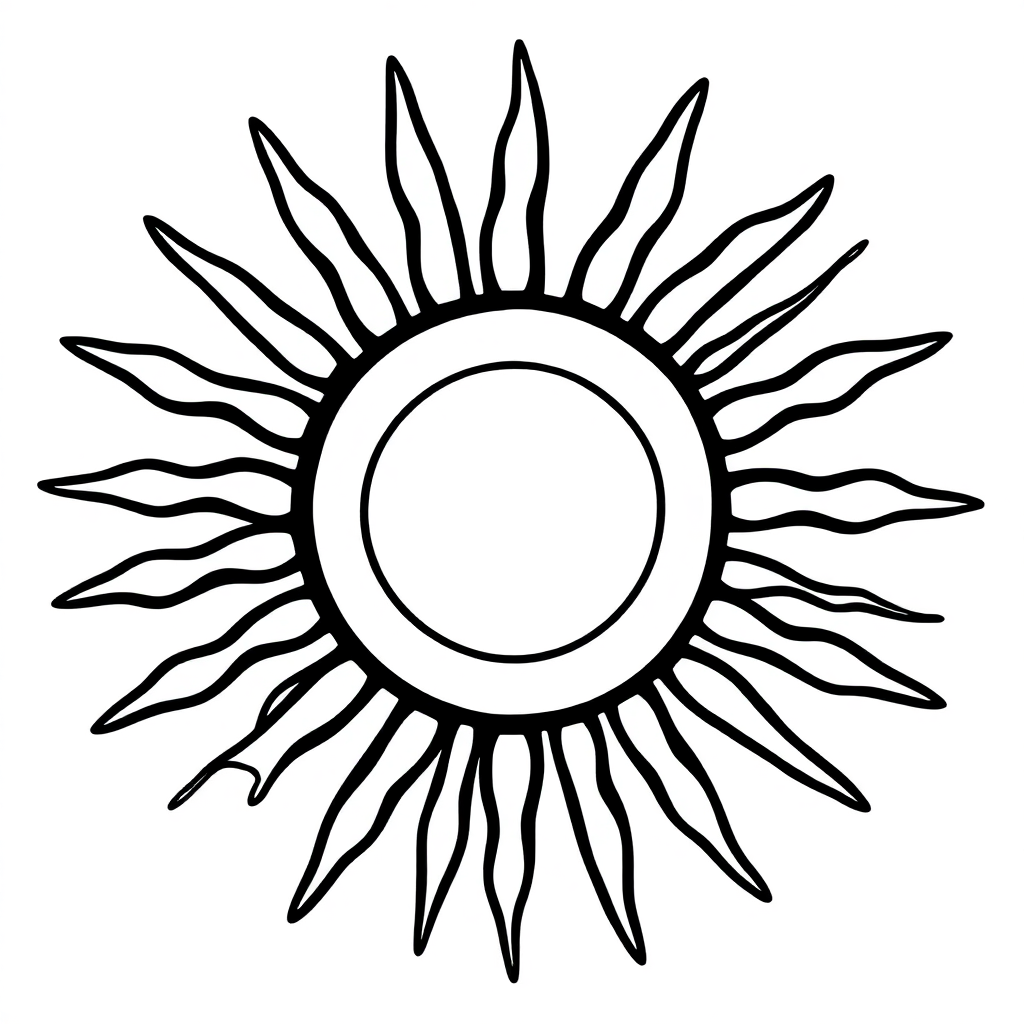 Sun With Rays Coloring Page