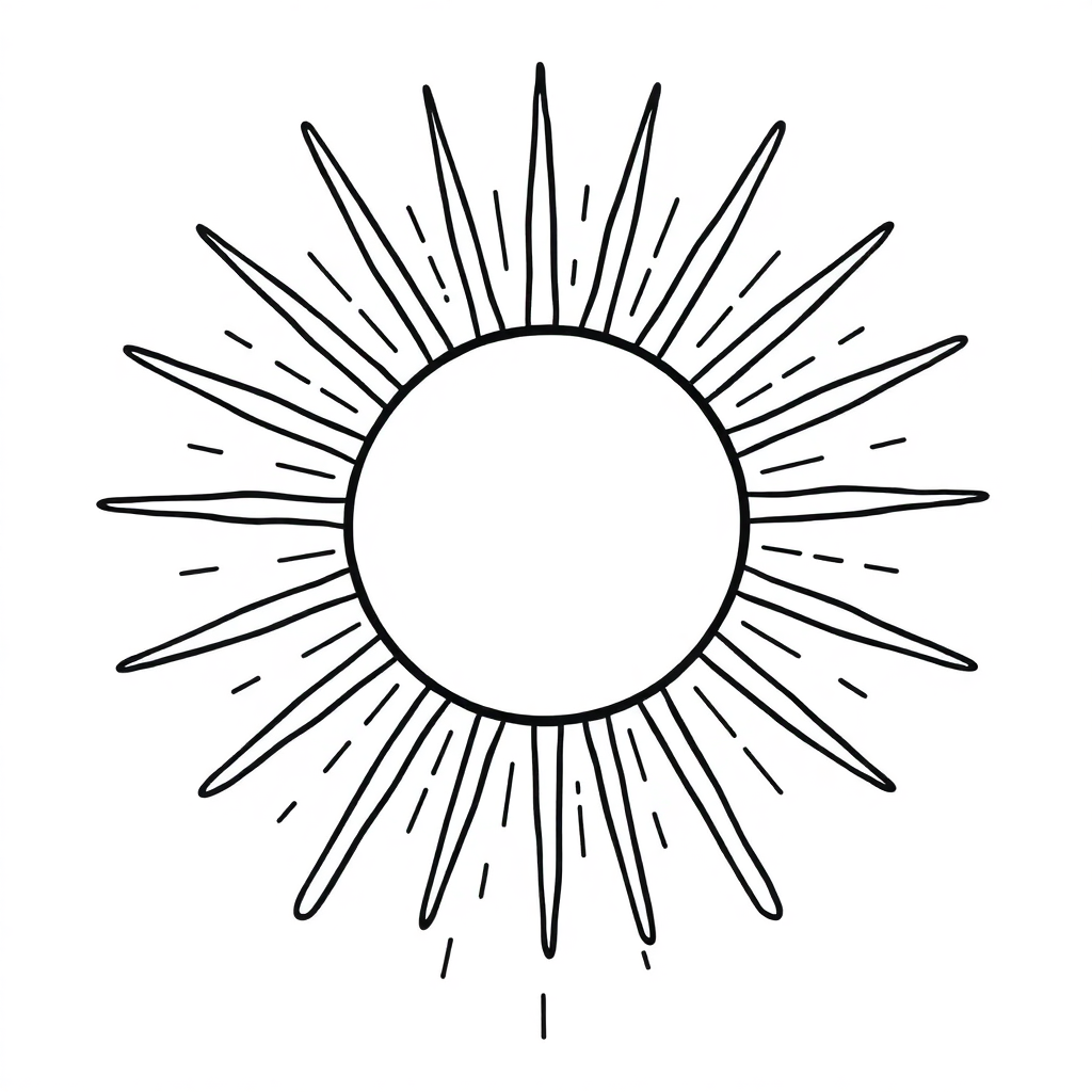 Sun With Rays In Rain Coloring Page