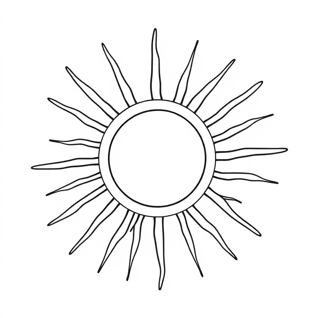 Sun With Rays Underwater Coloring Page