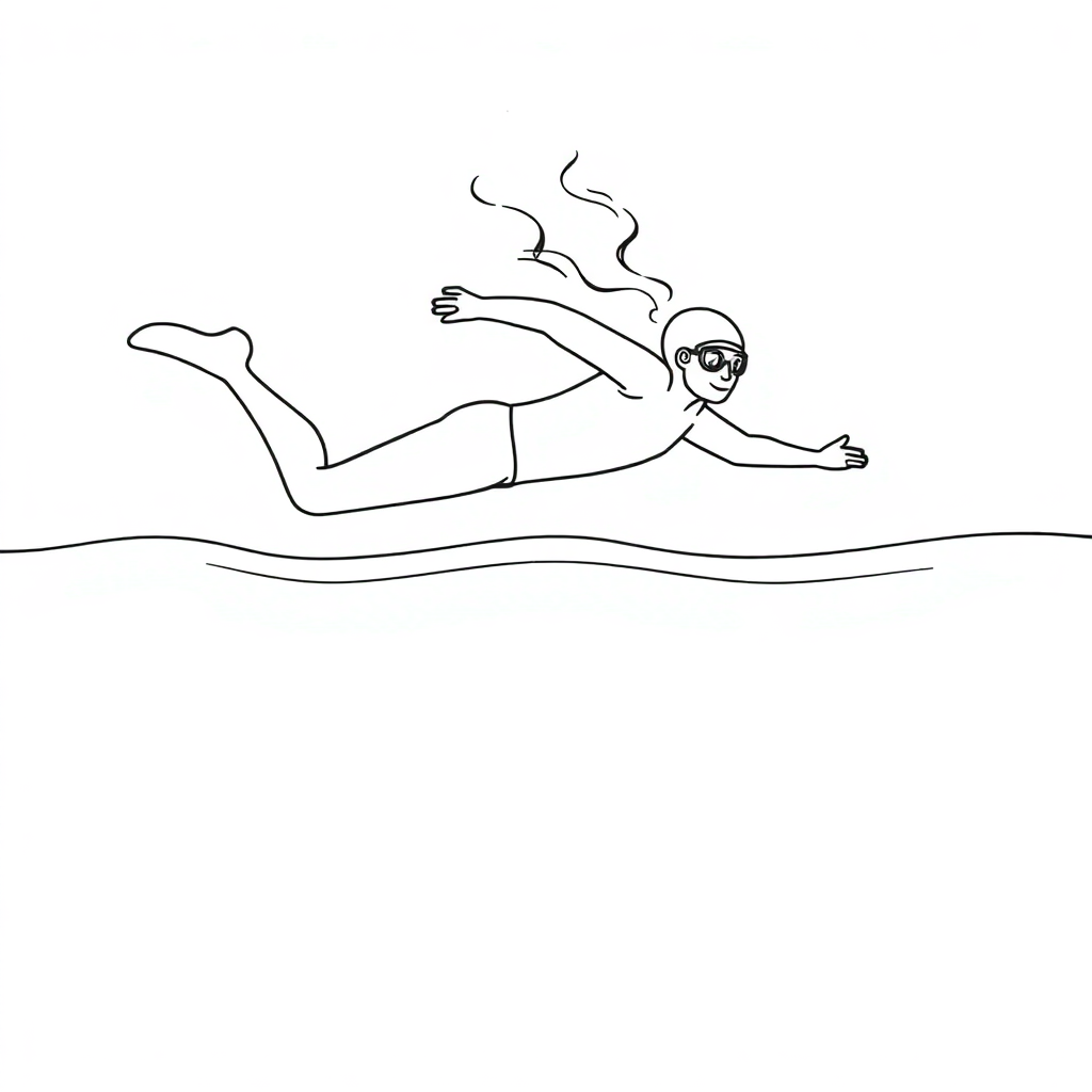 Swimmer Diving At Night Coloring Page