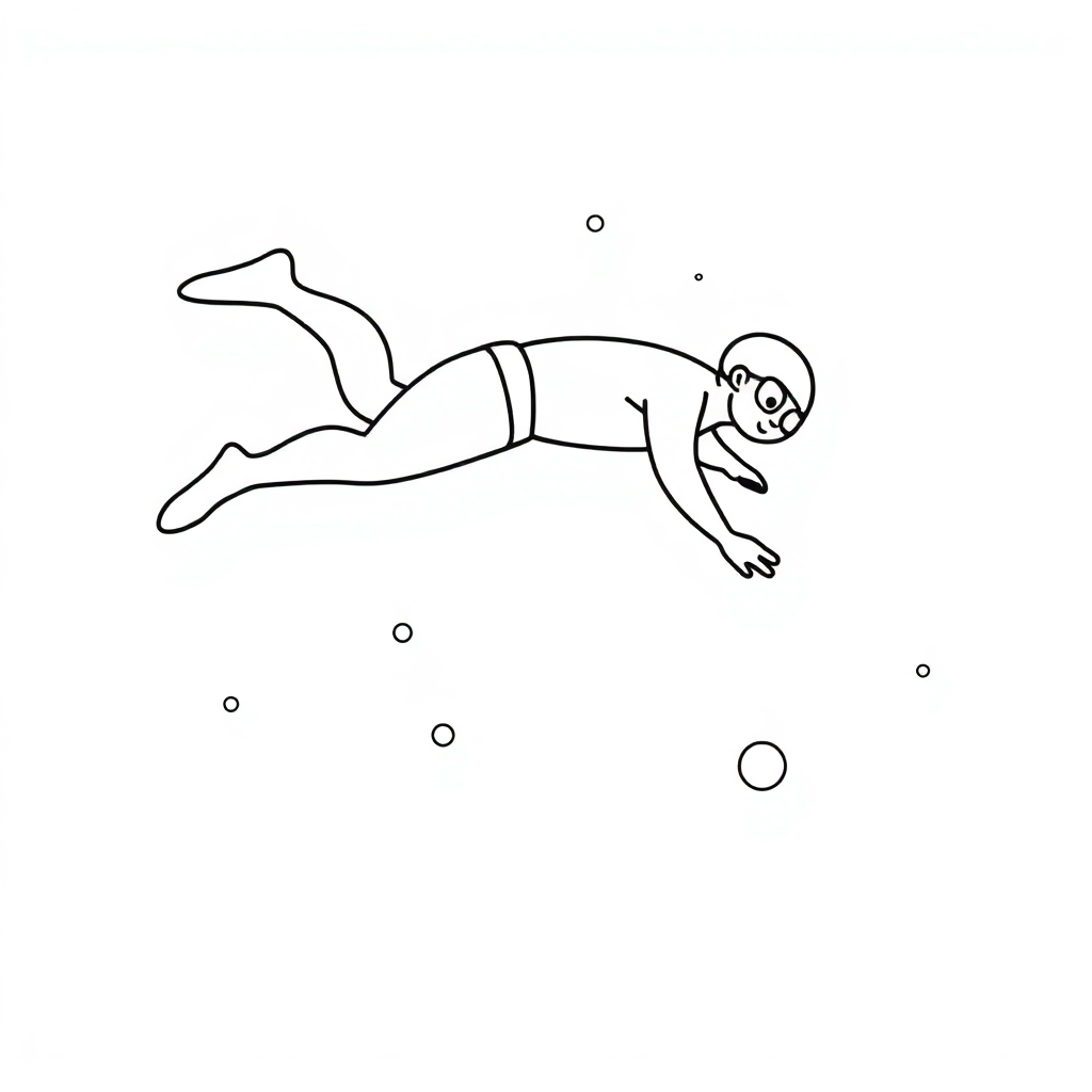 Swimmer Diving In Space Coloring Page